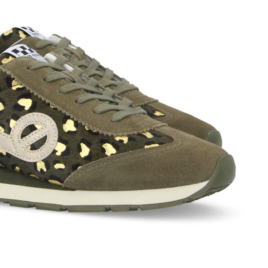 BASKETS NO NAME CITY RUN JOGGER VERT OLIVE LEOPARD